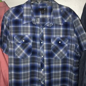 J. Ferrar Plaid Blue Button Shirt